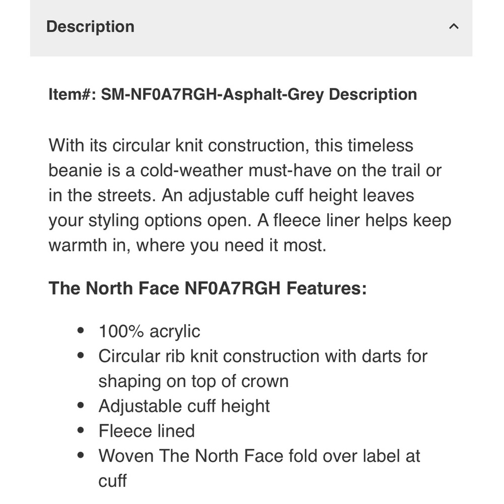 The North Face Dark Asphalt Gray Knit Beanie - Picture 5 of 5